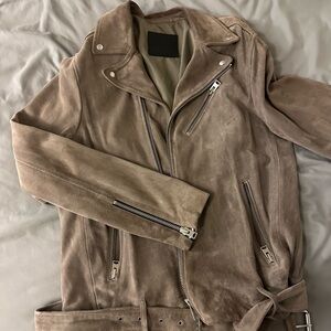 Medium All saints Taupe Suede Moto Jacket